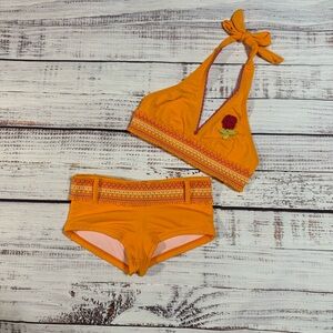 NWOT Gossip Girl Orange Bikini with Pink and Yellow Details